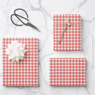 Red Gingham Christmas Wrapping Paper Sheet
