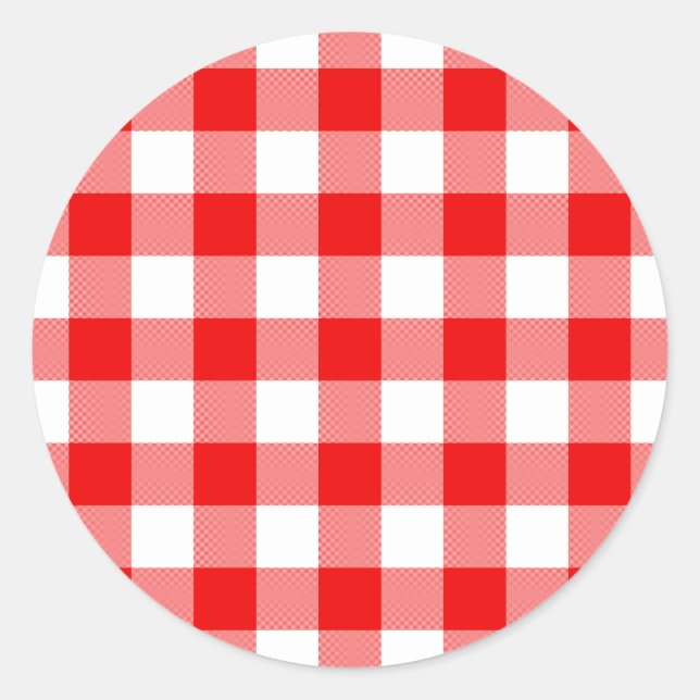 Red Gingham Classic Round Sticker (Front)