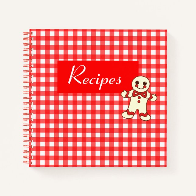 Red Gingham Cookie Recipe Binder Notebook (Front)