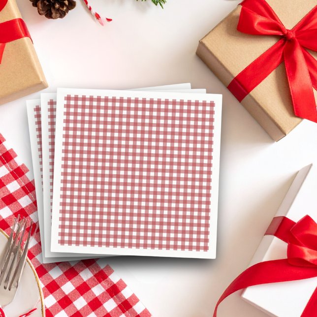 Red Gingham Country christmas Bridal Shower Napkin (Creator Uploaded)