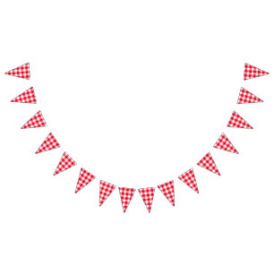Red Gingham Country Wedding Bunting