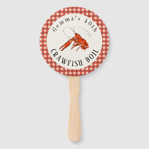 Red Gingham Crawfish Boil Seafood Party Paper Hand Fan