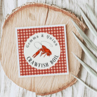 Red Gingham Crawfish Boil Seafood Party Paper