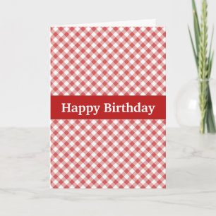 Red Gingham Custom Birthday Card