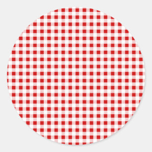 Red Gingham + Custom Colour Classic Round Sticker