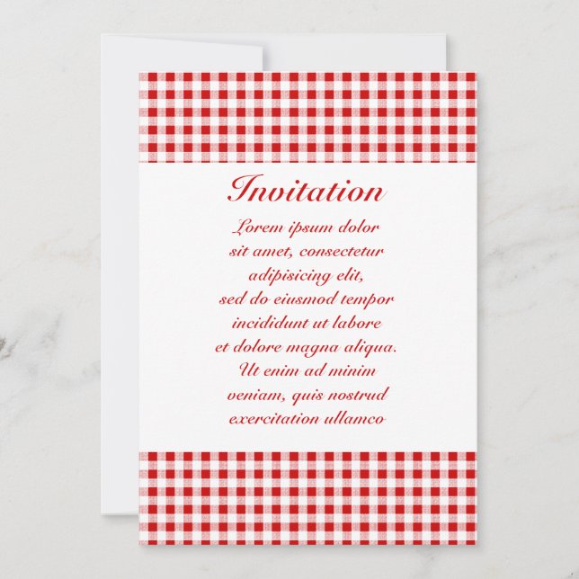 Red Gingham + Custom Colour Invitation (Front)