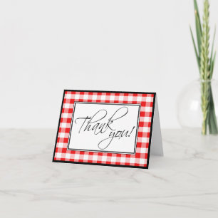 Red Gingham Custom Thank You Card
