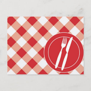 Red Gingham & Cutlery Postcard