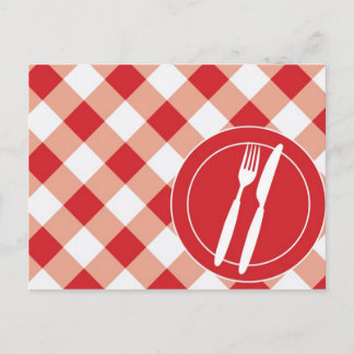 Red Gingham & Cutlery Postcard