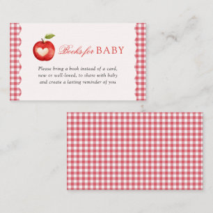 Red Gingham Fall Apple Baby Shower Books For Baby Enclosure Card