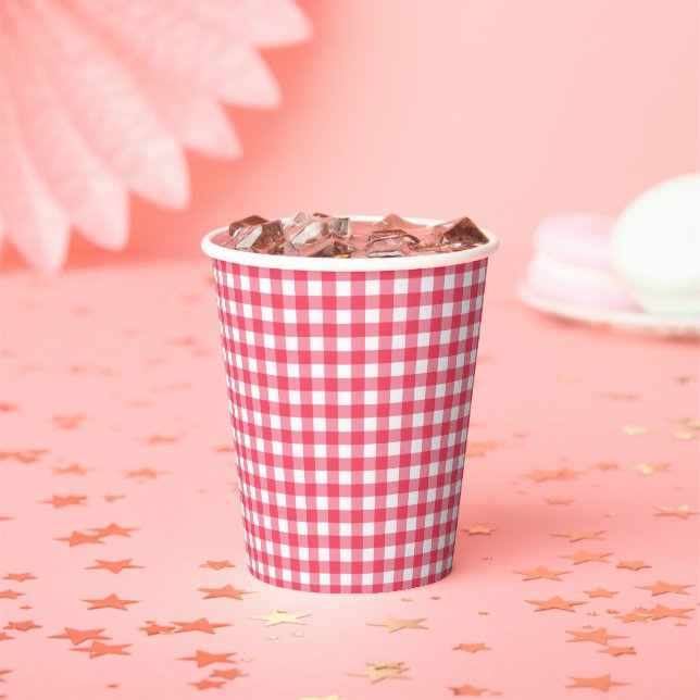 Red Gingham First Birthday Paper Cups (Insitu)