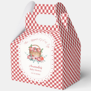 Red Gingham Floral Harvest Apple Baby Shower Favour Box