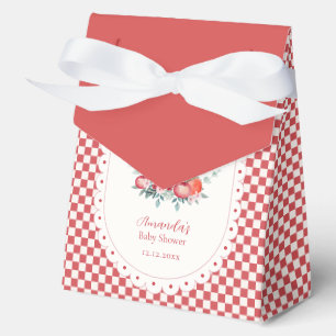 Red Gingham Flower Harvest Apple Baby Shower Favour Box