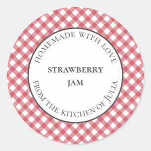 Red gingham food and jar labels for homemade gifts