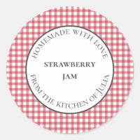 Red gingham food and jar labels for homemade gifts