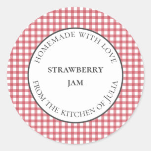 Red gingham food and jar labels for homemade gifts