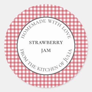 Red gingham food and jar labels for homemade gifts