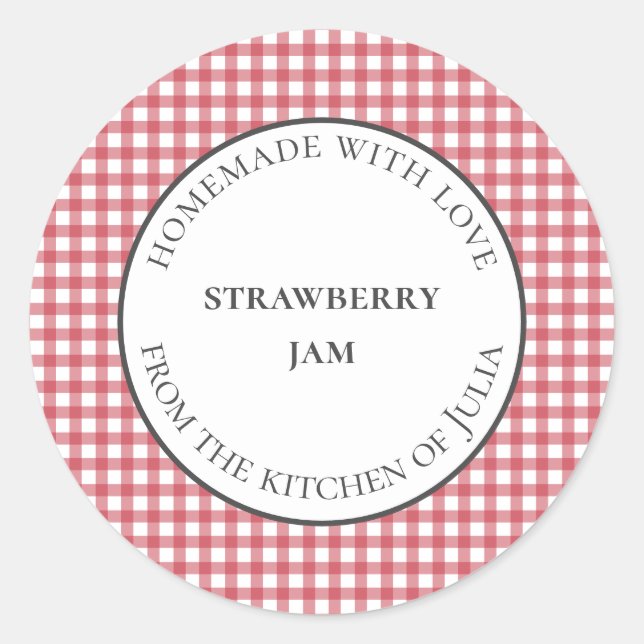 Red gingham food and jar labels for homemade gifts (Front)