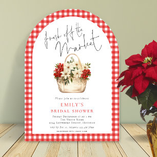 Red Gingham Fresh off Market Bridal Shower Arch Acrylic Invitations