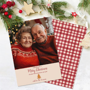 Red Gingham Gingerbread Tree 1 Photo Christmas Holiday Card