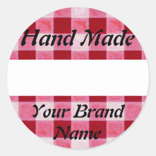 Red Gingham Hand Made Label