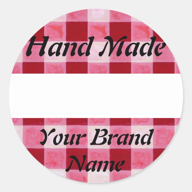 Red Gingham Hand Made Label (Front)