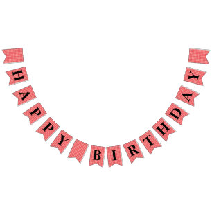 Red Gingham HAPPY BIRTHDAY Banner