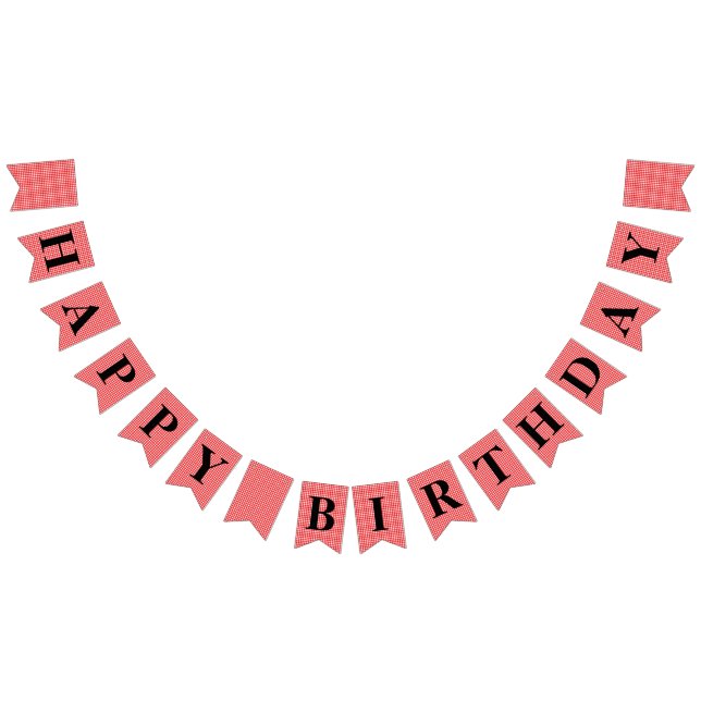 Red Gingham HAPPY BIRTHDAY Banner (All)