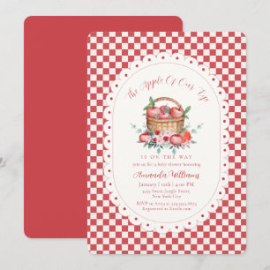 Red Gingham Harvest Apple Of Our Eye Baby Shower  Invitation