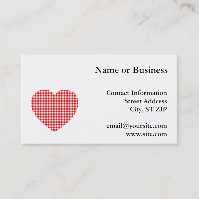 Red Gingham Heart Business Card (Front)