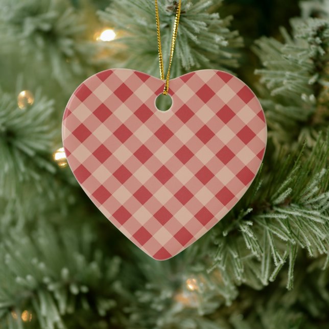 Red Gingham Heart Ornament (Tree)