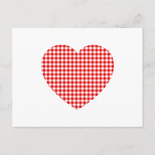 Red Gingham Heart Postcard (Front)