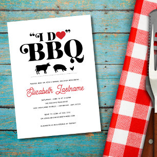 Red Gingham I Do BBQ Bridal Shower Invitation