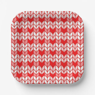 RED GINGHAM KNIT 7" Square Paper Plates