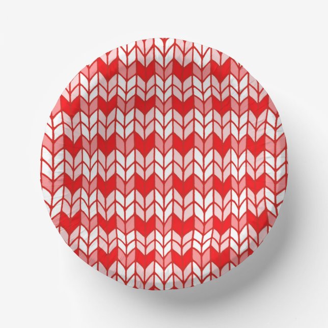 RED GINGHAM KNIT Paper Bowls Paper Plate (Front)