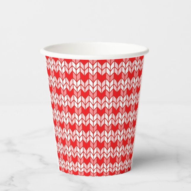 RED GINGHAM KNIT Paper Cups (Front)