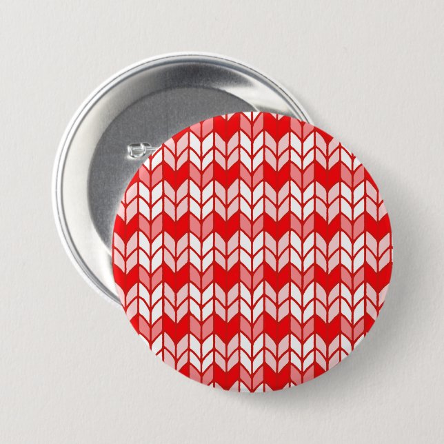 RED GINGHAM KNIT Round Pin Button (Front & Back)