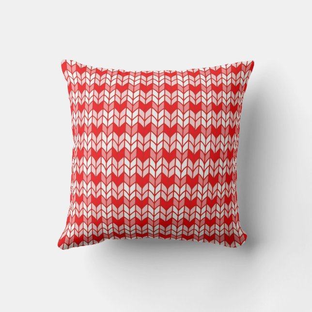 RED GINGHAM KNIT Square Throw Pillow (Back)