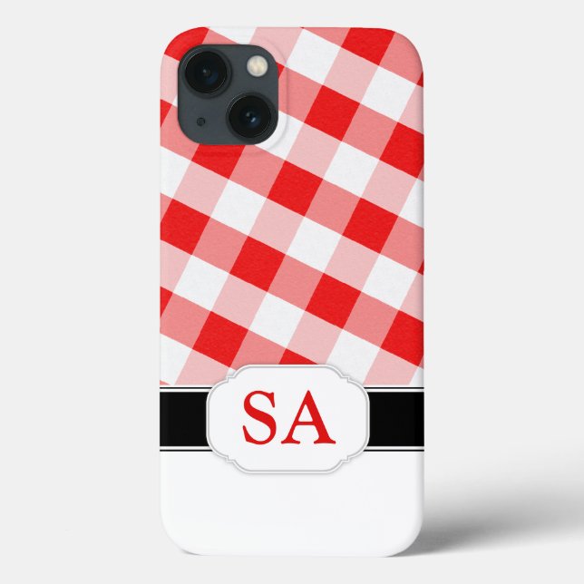 Red Gingham Monogram Case-Mate iPad 2/3/4 Case (Back)