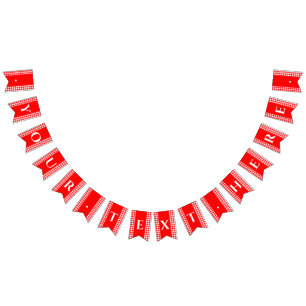 Red Gingham Monogram Picnic Bunting Banner