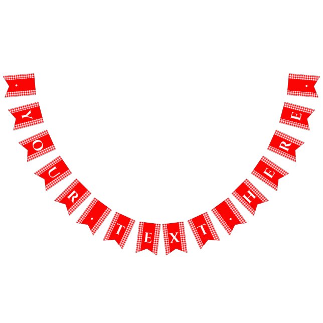Red Gingham Monogram Picnic Bunting Banner (All)