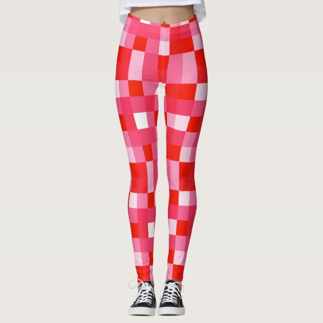 Red Gingham Mosaic Leggings (Front)