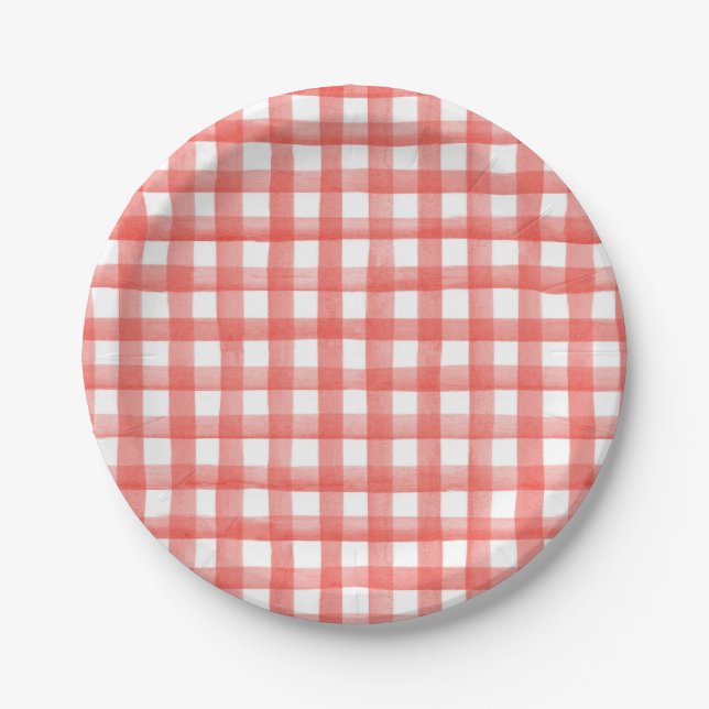 Red Gingham Paper Plate (Front)