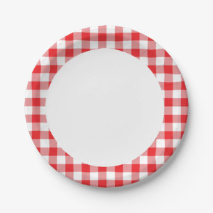 Red Gingham Paper Plate