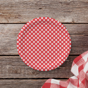 Red Gingham Paper Plate