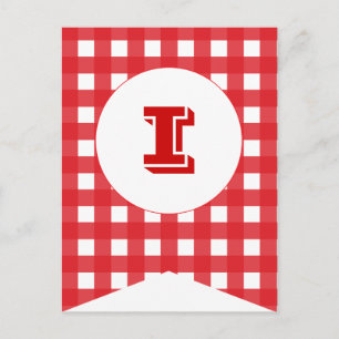 Red Gingham Party Flag Bunting Banner Post Card