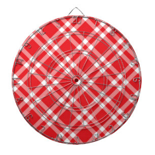 Red Gingham Pattern Dartboard