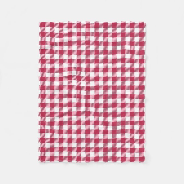 Red Gingham Pattern   Fleece Blanket (Front)