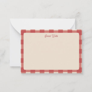 Red Gingham Pattern Note Card