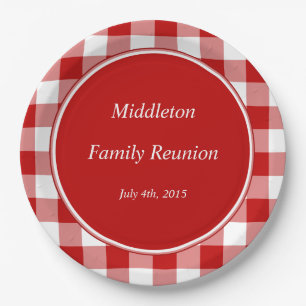 Red Gingham Personalised Event Plates